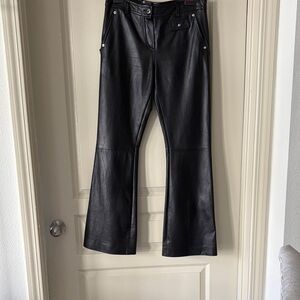 Donald J. Pliner Black Flare Leather Pants